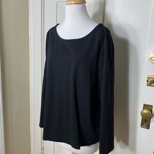 Chico's Black Ponte Split Sleeve Top Blouse Size 3 XL 570338273